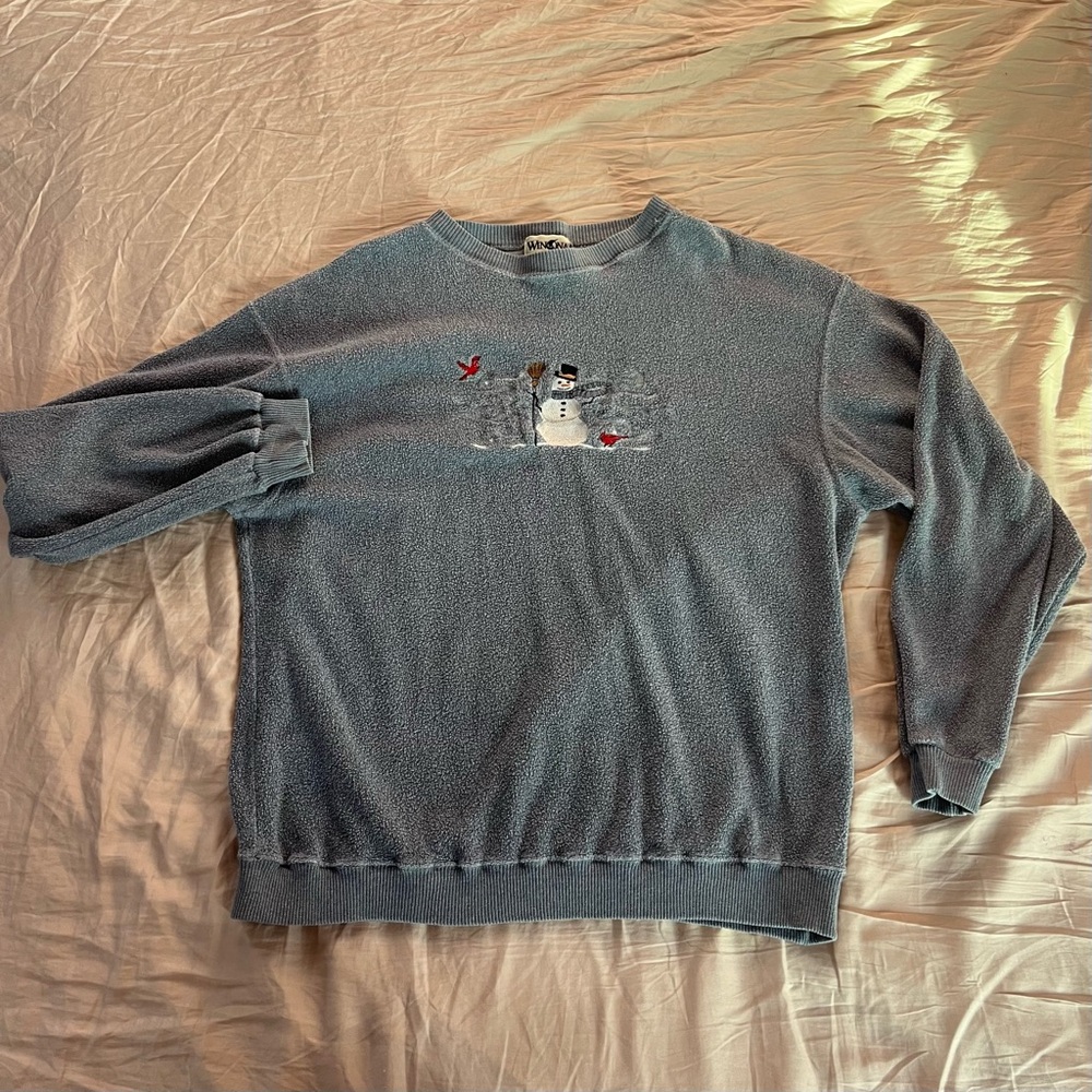 Cute Vintage Winter Snowman Sweater sz L